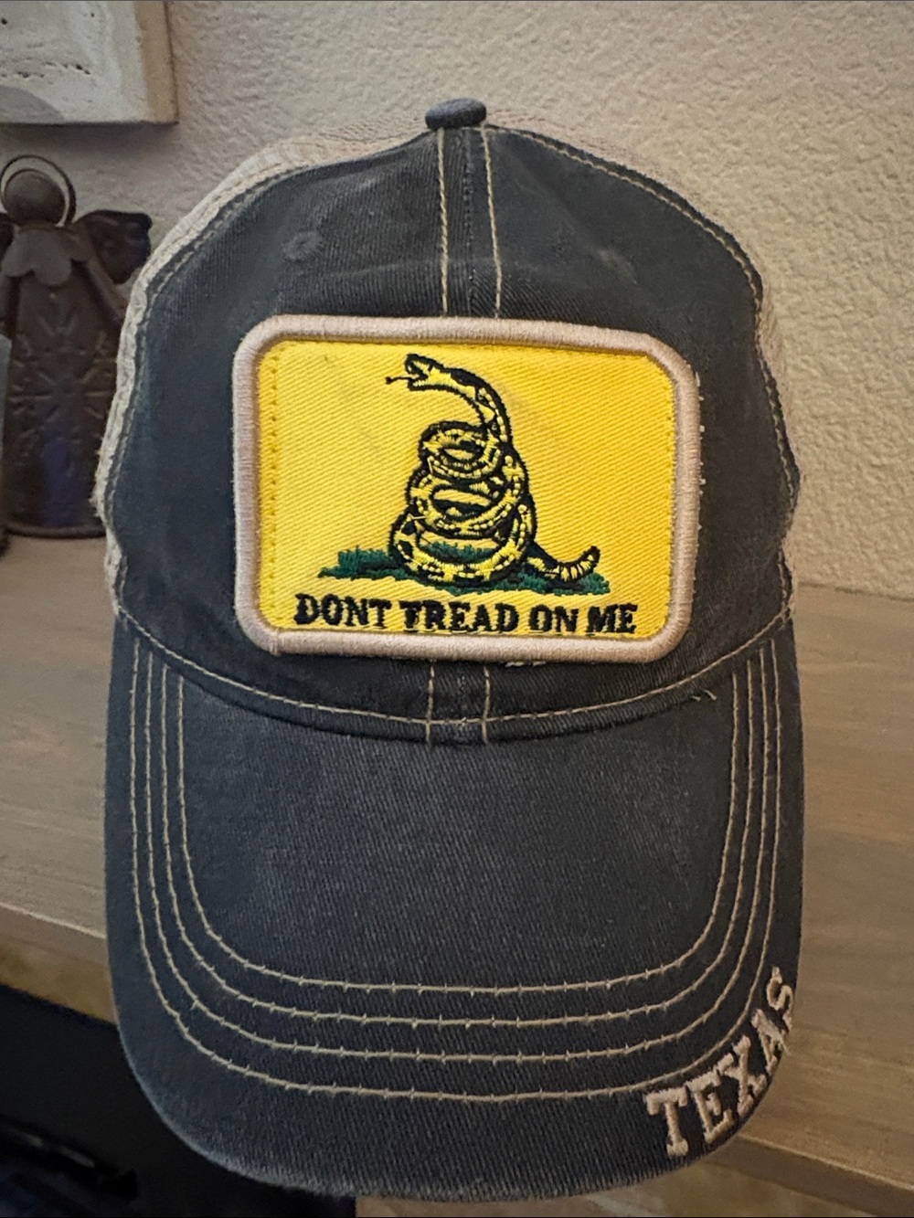 Don't Tread On Me Cap - Yellow Patch on Charcoal with “TEXAS” embroidery